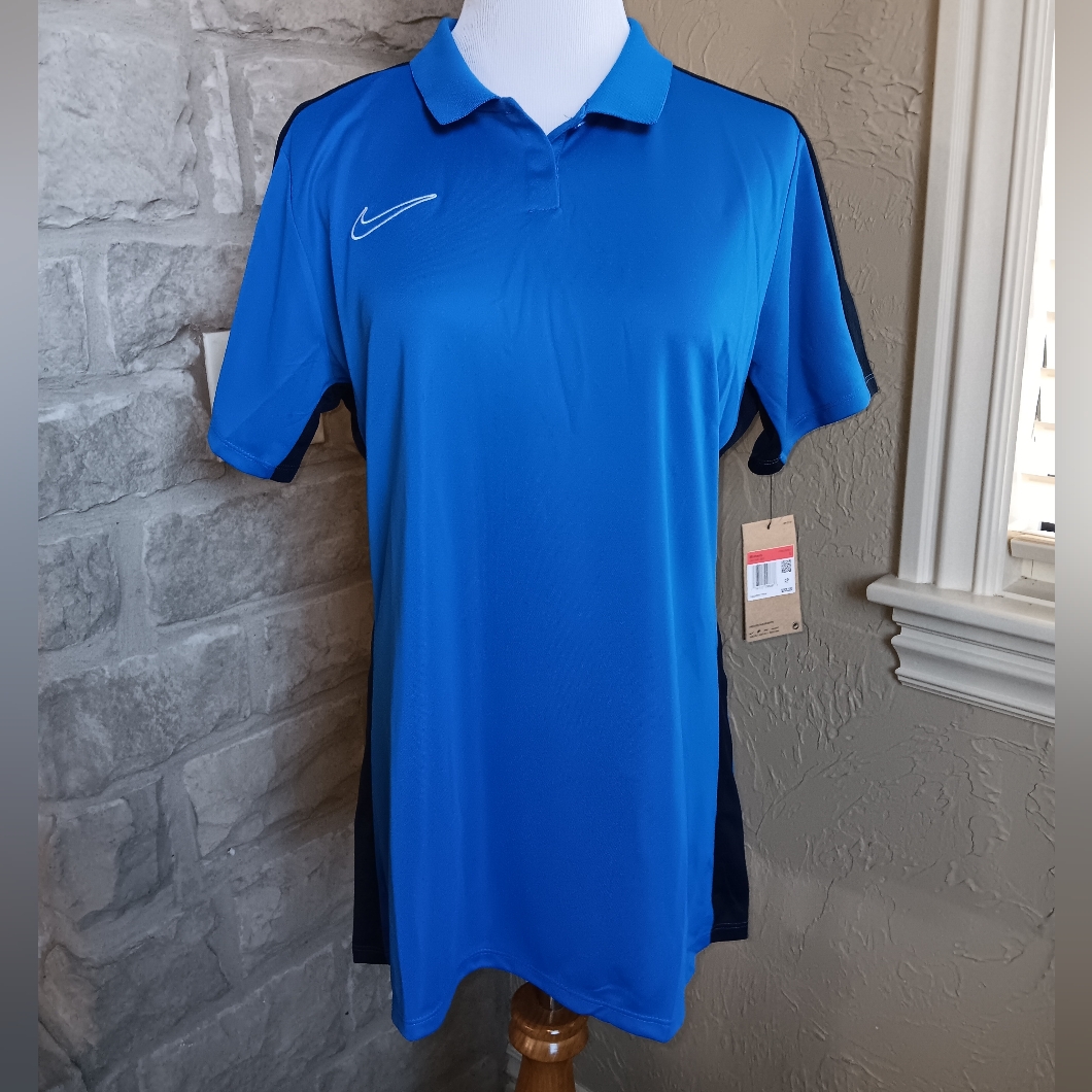 Nwt Nike Womenâs Dri-Fit Academy Training Soccer Polo Shirt Blue Dr1348-463 Sz L